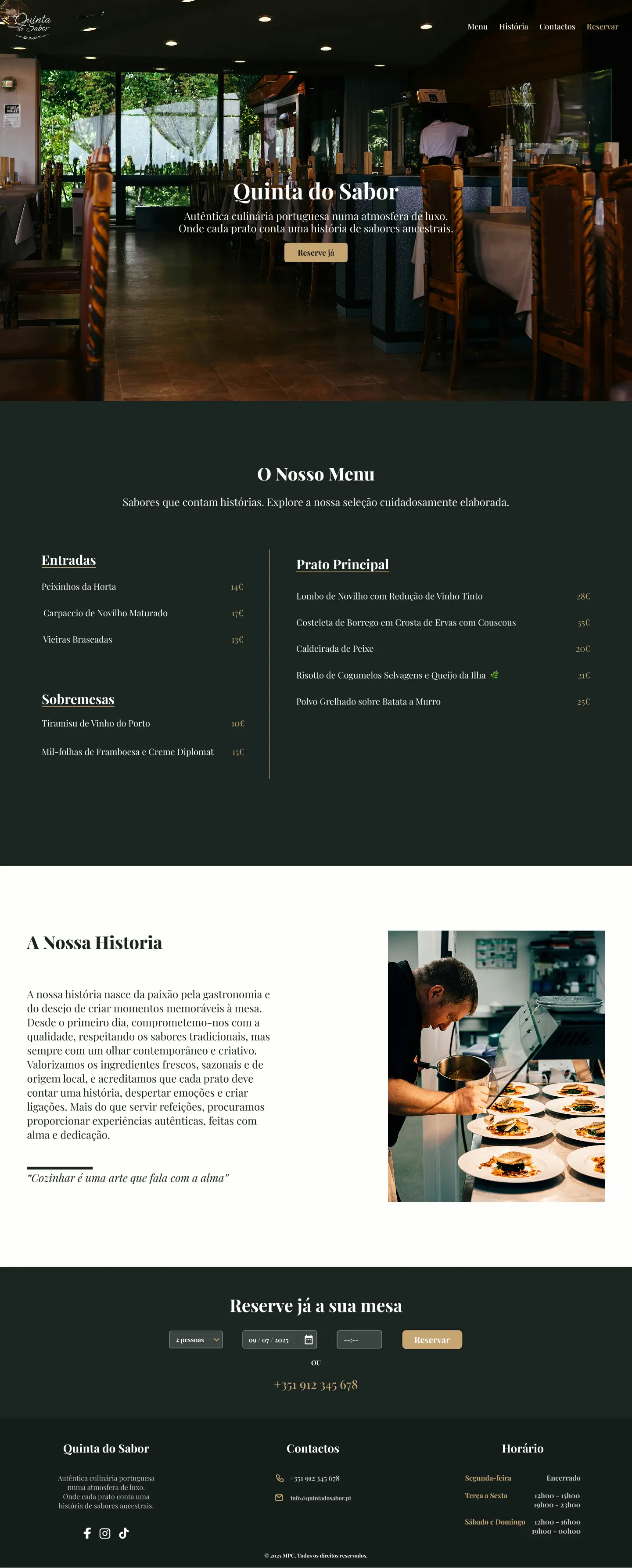 Página inicial da Quinta do Sabor